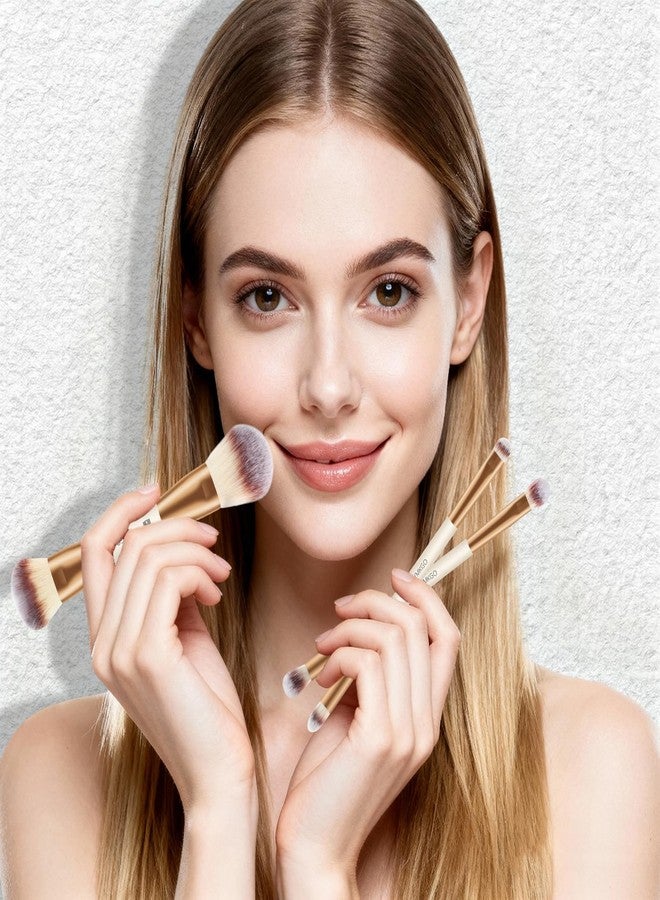 HEYMKGO Makeup Brushes Set, 6Pcs Double-ended Foundation Contour Concealer Powder Eyeshadow Brush for Liquid, Cream, Powder for Blending Buffing Professional Face Brush Set Tools(Apricot) - Image 5